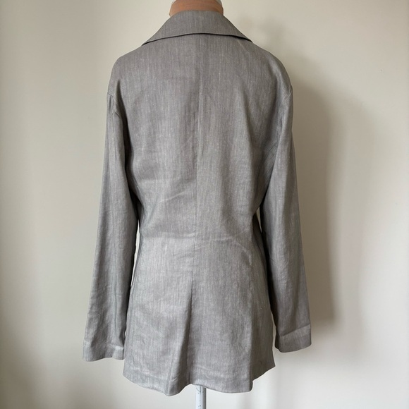 Jenne Maag Vintage Gray Linen Blend Single Breasted Button Front Blazer EUC S - Picture 3 of 8